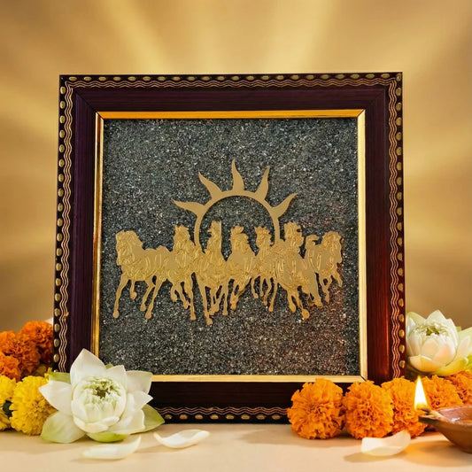 HEALING ZONE 7 Horses on Raw Pyrite Frame